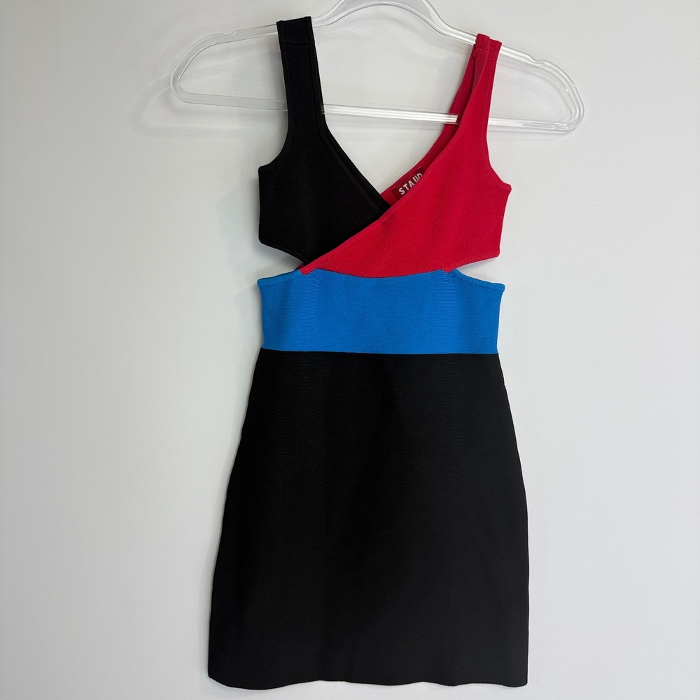 Staud Marble Wave Mini Dress Women XS Multicolor Colorblock Cutout Bandage